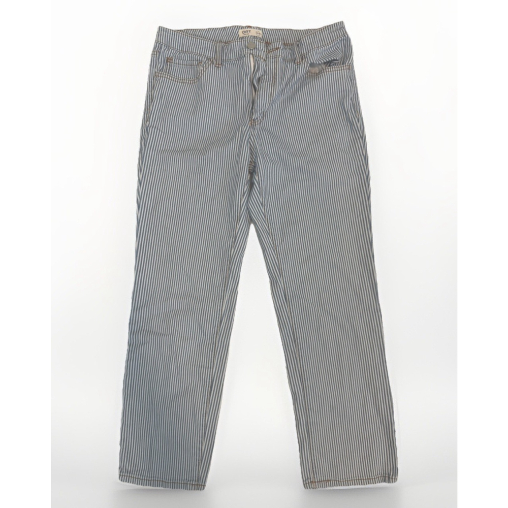 OAT New York Pants Women’s Blue Gray Pinstriped Straight Leg Denim Size 10/30